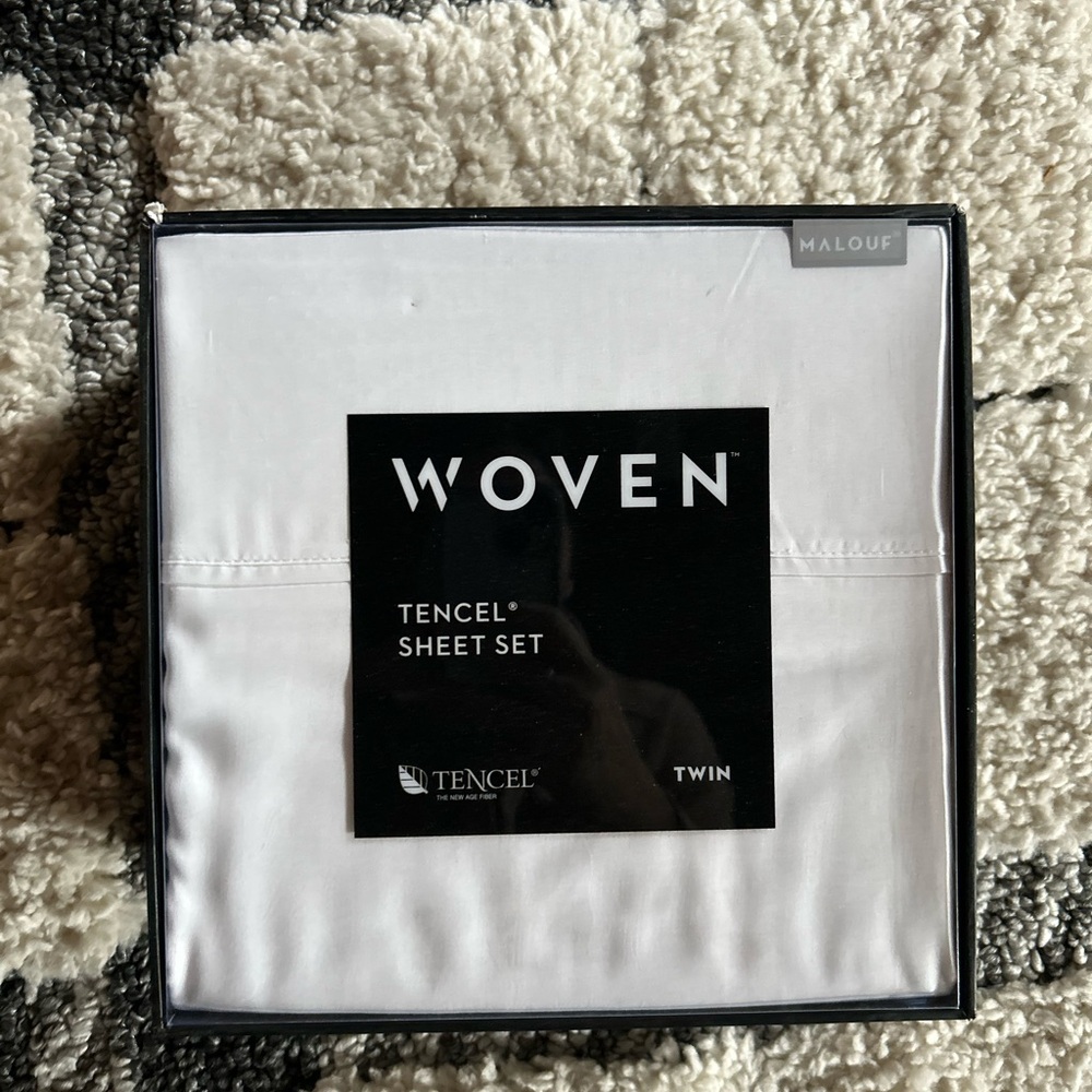 Malouf Woven Tencel Sheet Set - White